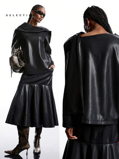 LYSMO 女士时尚通勤纯色设计夹克