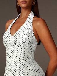 Athîral Damen Lässig Polka Dot Muster Trägerkleid, Sommer