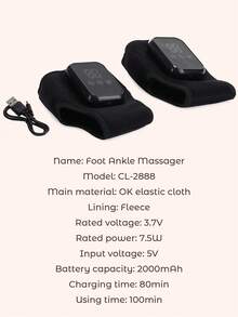 Teckwe 2 Pcs Cordless Ankle Heating Pad, Ankle Massager With Heat For Pain Relief, Heated Foot Brace Wrap With 3 Temperature Levels And 3 Vibration Modes For Men And Women, Portable Design - Black - View 7