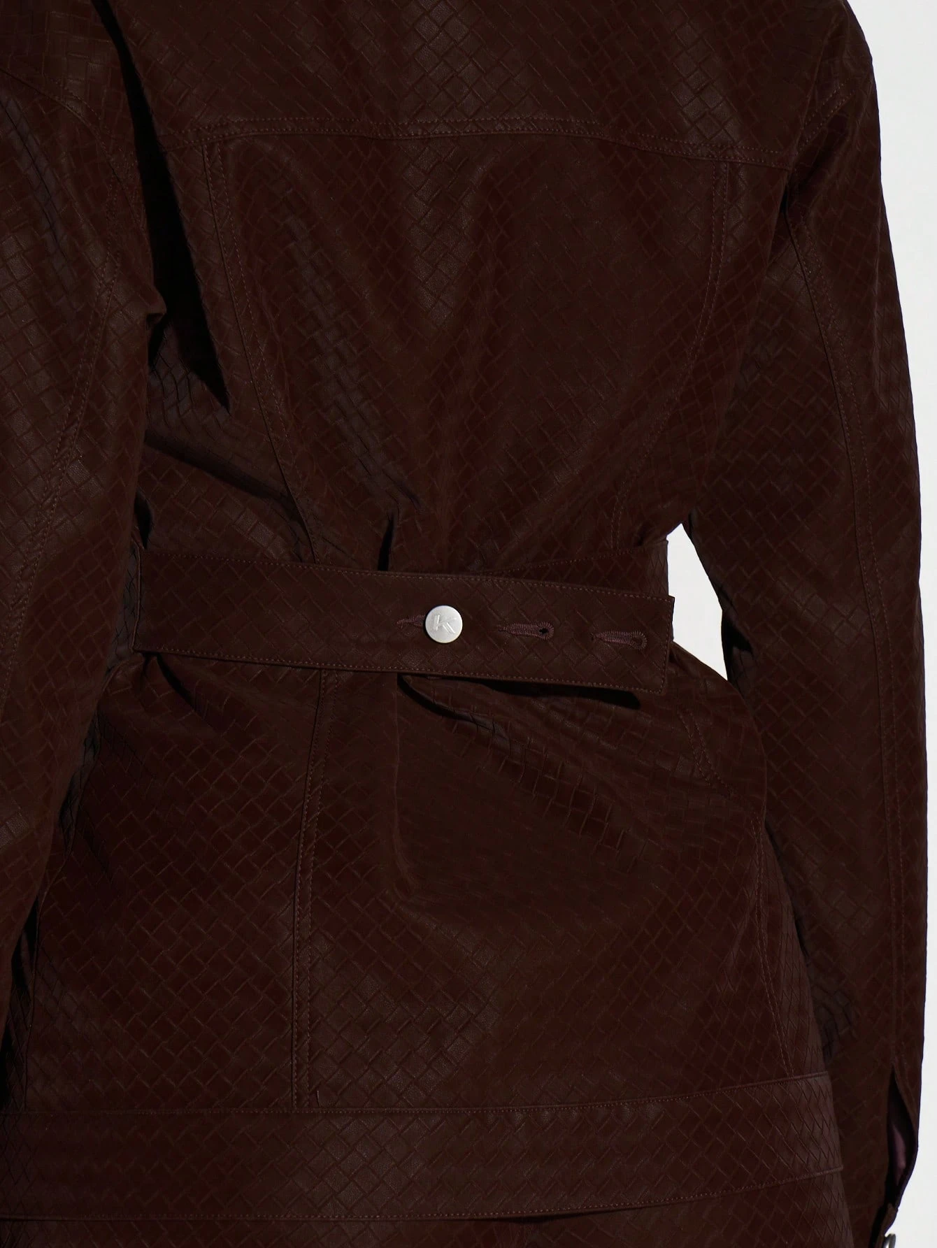 KIZN Textured Faux Leather Button Front Fitted Jacket