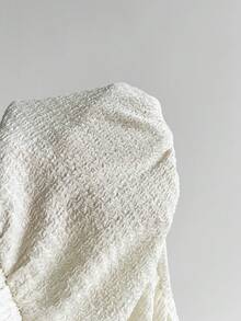 Camiseta de manga larga ajustada de mujer de cuello cuadrado retro francés con mangas abullonadas, nueva en color blanco, para otoño/invierno - Albaricoque - Ver 7