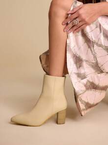 Daringsoles Botines de tacón alto para mujer, con punta fina, cremallera lateral y diseño versátil para uso diario. - Caqui - Ver 5