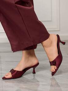 Sleekvia Women's Strap High Heel Slide Sandals, Summer New Arrival - Burgundy - View 5