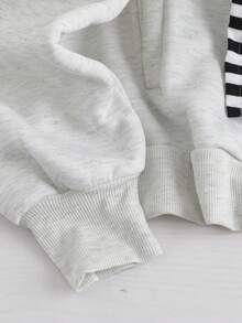 Modelyn Áo nỉ Poncho họa tiết sọc thêu hiệp sĩ thường ngày dành cho nữ, Thu/Đông - Nhiều màu - Xem 5