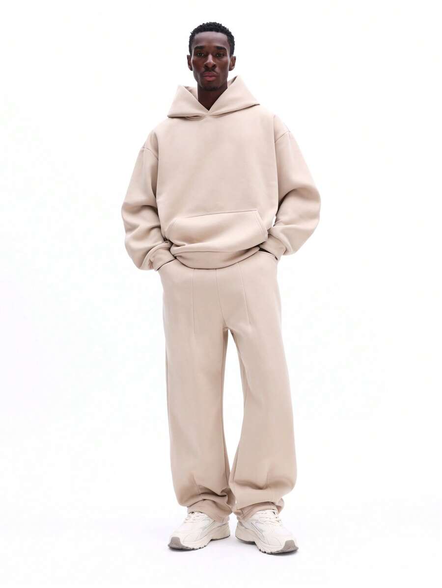 SUMWON 超大款连帽衫和运动裤套装，休闲舒适家居服，配套运动套装，宽松版型。 - 杏色 - 查看 1