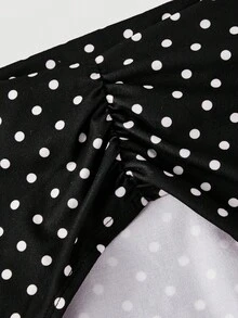SHEIN MOD 波点网眼百搭女士复古风吊带衫 - 黑色 - 查看 9