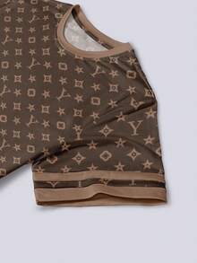 Resyla Women's Logo Print Graphic Loose Casual Contrast Block Color Strip Round Neck T-Shirt Top - Multicolor - View 3