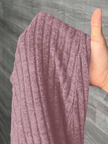 Slaydiva Plus Size Elastic Waist Casual Slim Fit Flare Pants, Ribbed, Suitable For Autumn & Summer - Pink - View 6