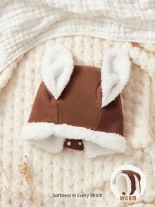 Cozy Pixies 1 包加厚可爱兔耳朵婴儿帽，温暖、柔软、舒适，适合新生儿日常使用。 - 咖色 - 查看 2