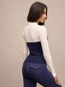Activina Women's Colorblock Minimalist Equestrian Long Sleeve Top Equestrian Clothing - Blue - View 3
