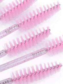 50PCS/100PCS Disposable Mascara Wands, Nylon Bristle Eyelash Brush Spoolies, Unscented Eyebrow Extension Applicator With ABS Plastic Rod, Normal Skin Compatible - Pink And Black Wand Set,Daily Necessities, Back To School Supplies, Gifts For Ladies, Home Decor, Glitter Handle For Eyelashes & Eyebrows, Essential Cosmetic Applicator For Daily Makeup, Lash Separating & Brow Grooming. - Pink - View 7