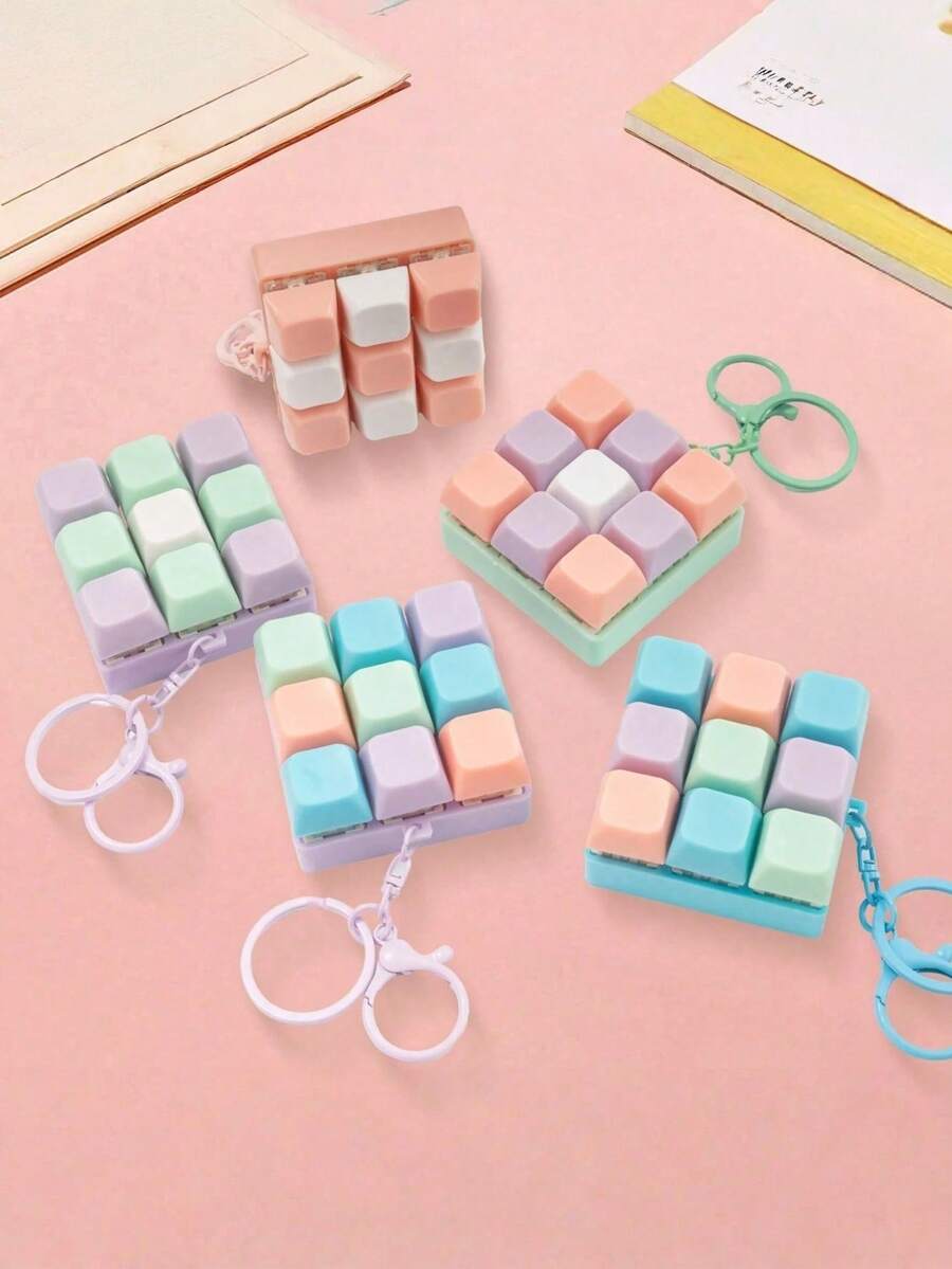 手指减压钥匙扣玩具,减压手指玩具,爱好收藏派对用品,创意玩具,减压玩具,适合送给好朋友的礼物(颜色随机) - 彩色 - 查看 1