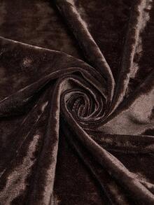 Vesra Elegant Women's Dress With Velvet Fabric, Pleated High Neck, Asymmetric Dolman Sleeves, Glossy Finish, Suitable For Autumn/Winter - Coffee Brown - View 7