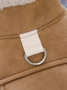 PETSIN 1pc Pet Clothing, Cat And Dog Universal Clothing, Autumn And Winter Thick Warm Jacket, Handsome And Fashionable Suede Vest - coffee color - View 11