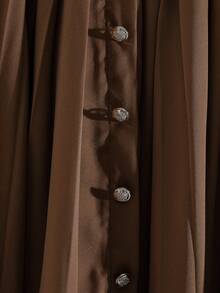 Franclia 女式高腰 A 字裙，撞色腰带，金属扣装饰，休闲通勤适用，秋冬