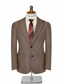 Manfinity Mode 男士时尚正式单排扣翻领西装外套 - 駝色 - 查看 3