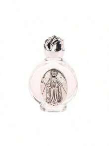 1PC Holy Water Jesus Bottle Cross Bottle Christian Virgin Sculpture Bottle Holy Water Bottle,Portable Rose Crystal Glass Alloy Relief Water Bottle Container Decoration - Multicolor - View 4