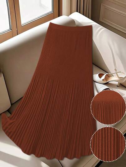 GlowEve CURVE تنورة كاجوال أحادية اللون بتصميم بسيط للمقاسات الكبيرة