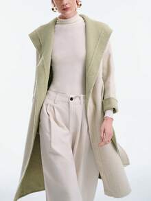 Selianne Women's Elegant Design Long Wool Blend Coat, Suitable For Party, Halloween, Christmas, New Year, Thanksgiving, Winter - Mint Green - View 5