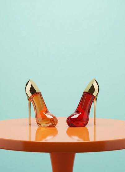 Joivida 1 件女士优雅高跟鞋空气清新剂 - 金色纤薄设计，持久香味，生日/情人节/派对礼物送给她 - 红金渐变瓶奢华香水，精致设计，高端香水，适合朋友和爱人 - 完美的圣诞节和情人节礼物