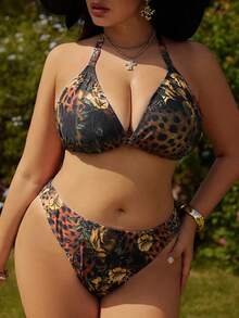 Swim Vcay Set di costumi da bagno taglie forti con stampe leopardate, floreali e animalier, adatti per l'estate e le vacanze al mare - Multicolore - Visualizzare 2