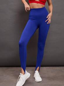 Activina Women's Solid Color Minimalist Seamless High Elasticity Sports Leggings, Everyday Wear - Navy Blue - View 4
