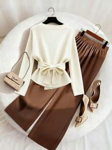 Franclia 女士优雅长袖开衫和长裤两件套，适合秋季、冬季、休闲场合，也适合万圣节、感恩节、圣诞节、新年等节日以及舒适的居家休闲穿着。 - 彩色 - 查看 2