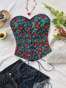 Soleia Sexy Suede Bandeau Tie-Up Rivet Deconstruct Crop Top, Suitable For Holiday, Date, Afternoon Tea, Vacation, Music Festival, Boho, Cruise, Beach, Summer Spring To Summer Valentine's Day Carnival Carnival Costume  Party Beach Wedding - Multicolor - View 5