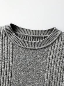 Franclia Casual Solid Color Ruffle Hem Sweater, Autumn/Winter - Grey - View 4