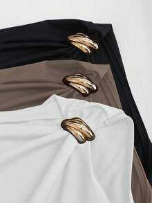 Sweetra 女士褶皱修身夏季上衣 - 彩色 - 查看 7