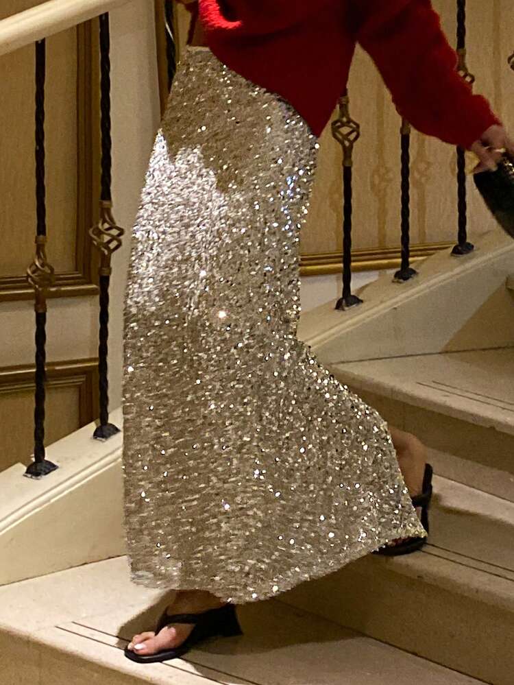 Sequin Embellished Bodycon Skirt For Party New Years Carnival