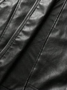 Maweii 大码纯色系带夹克，时尚通勤装，秋季必备 - 黑色 - 查看 7