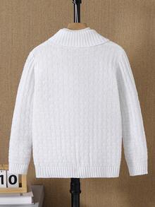 秋冬季男童休闲半拉链套头针织长袖毛衣 - 白色 - 查看 2