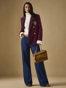 Briarwyn Fashionable & Elegant Double-Breasted Suit Jacket For Commuting - Burgundy - View 5