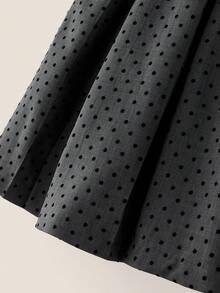 Muvela 女士波点印花百褶短款休闲裙 - 灰色 - 查看 2