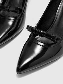 CUCCOO BIZCHIC Giày cao gót mũi nhọn màu trơn thời trang tối giản cho nữ khi đi làm và đi chơi - màu đen - Xem 4