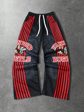 Pantaloni della tuta da uomo con stampa grafica da strada, adatti per l'uso quotidiano in primavera/estate