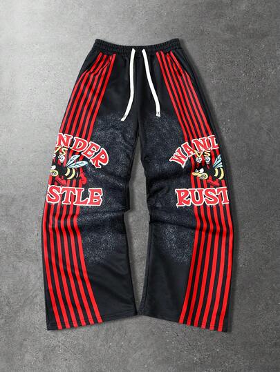 Pantaloni della tuta da uomo con stampa grafica da strada, adatti per l'uso quotidiano in primavera/estate