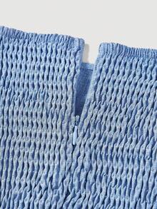 SHEIN MOD Women's Imitation Denim Slim Segmentation Backless Sleeveless Cable Knit Sweater Dress - Blue - View 3