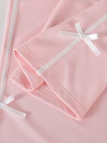 SHEIN 两件套女童休闲套装：时尚字母图案纽扣外套和条纹阔腿裤套装，适合秋冬季穿着。 - 彩色 - 查看 4