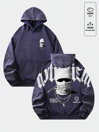 Street Life Cappello balaclava da ragazzo, felpa con cappuccio lavata con stampa grafica