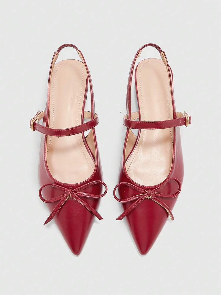 CUCCOO BIZCHIC Women's Elegant Commuter Flats With Bow Decor Pointed Toe For Christmas