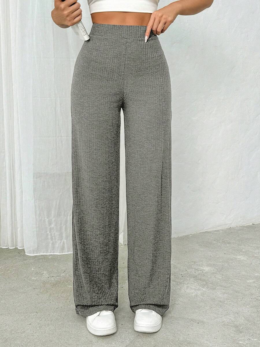 EURMUSE Women Grey Comfortable High Waisted Pants - Grey - View 1