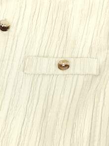 SHEIN Genkimix Kids Toddler Boys' Plain Simple Casual Short Sleeve Shirt - Beige - View 3