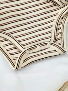 SHEIN 4 buc/set nou-născut bebeluș băiat/fată casual drăguț tricotat cu dungi și culoare solidă, body cu mânecă lungă, ținută de bază din 4 piese, haine unisex pentru bebeluși, haine de iarnă pentru bebeluși la modă