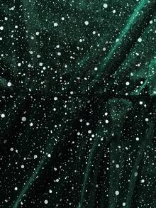 SHEIN Sparklyn Girls' Fashion Green Velvet Patchwork Princess Dress, Metallic Foil Fabric Design, Suitable For Party And Holiday Wear