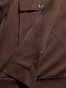 Lumivelle Fashionable Design Zipper Pocket Women Sweatshirt, Autumn/Winter - Coffee Brown - View 9