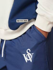 Bộ đồ thể thao SUMWON Tokyo Japan Script gồm áo hoodie và quần dài, tay dài, cổ tròn, thích hợp mặc đi chơi, đi nghỉ mát. - Màu xanh lam - Xem 5