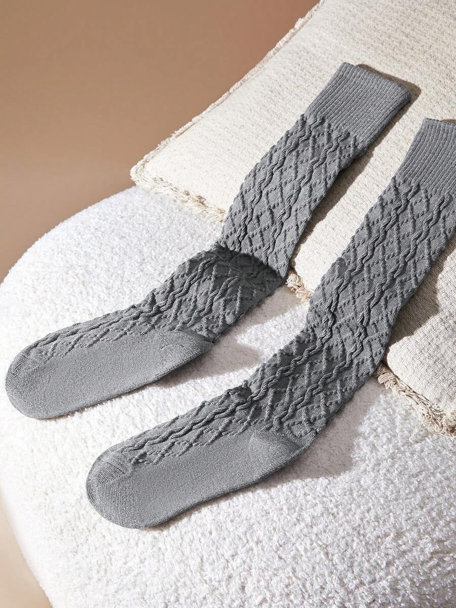 LUVLETTE Solid Over The Knee Socks - Grey - View 1