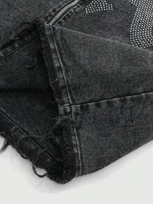 PAVTROS Áo khoác denim rách thời trang nam đính đá, họa tiết chữ, trang phục thường ngày khi đi làm - Nhiều màu - Xem 8